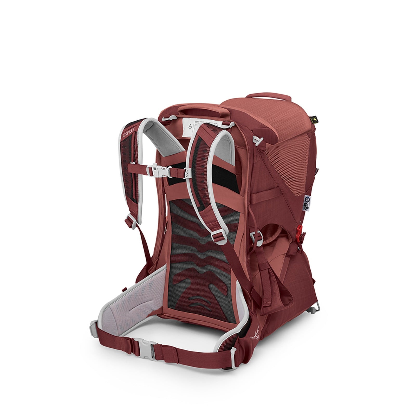 Osprey Poco LT Child Carrier 25L in Red Mountain — angle view 4