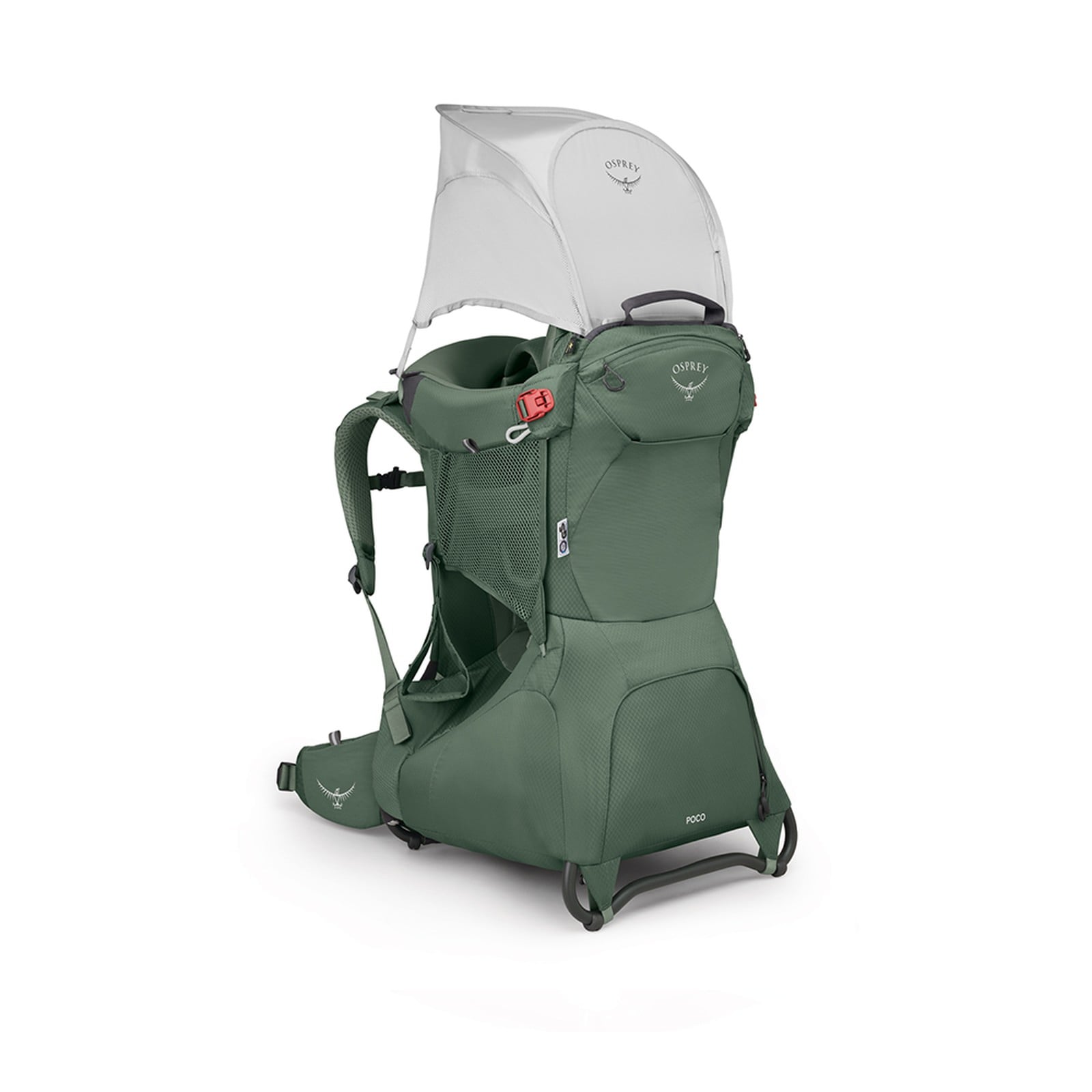 Osprey Poco Child Carrier 24L in Koseret Green — angle view 4