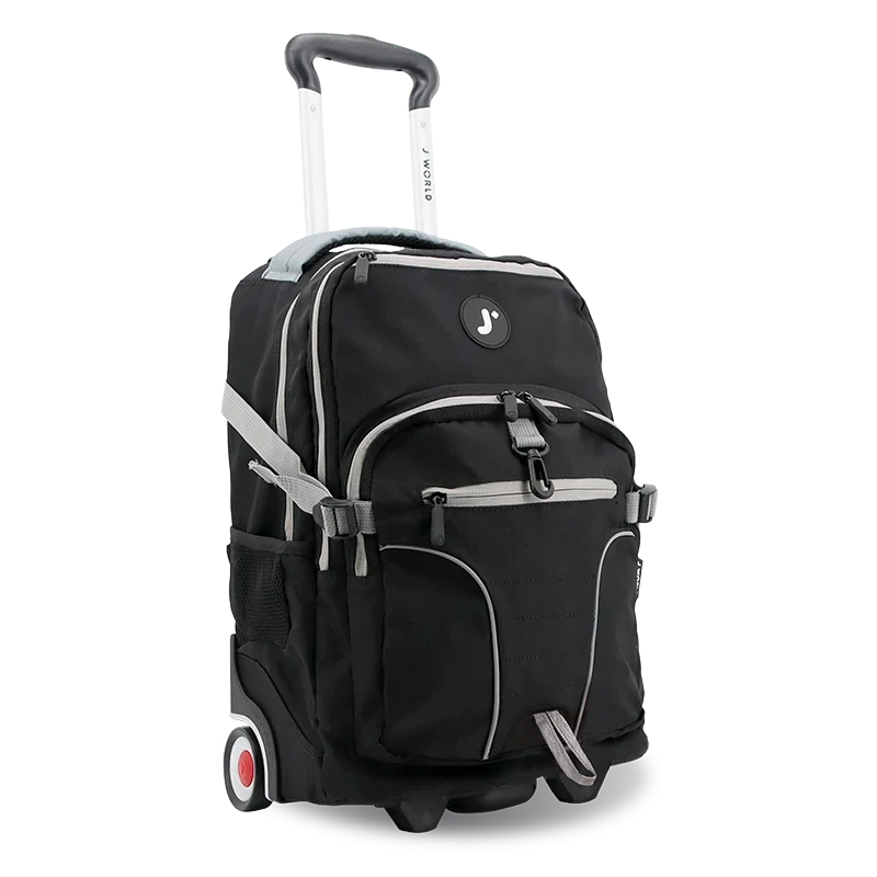 J World Lunar Multi-Purpose Laptop Rolling Backpack (19.5 Inch) in Black — angle view 2 # color_Black