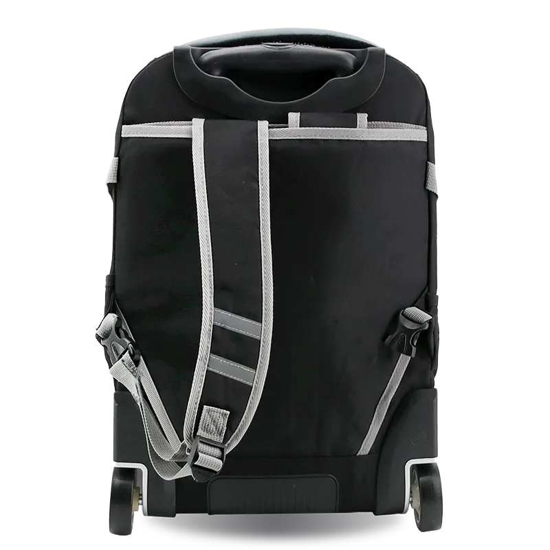 J World Lunar Multi-Purpose Laptop Rolling Backpack (19.5 Inch) in Black — back view # color_Black