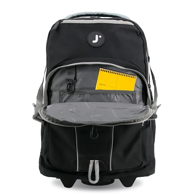 J World Lunar Multi-Purpose Laptop Rolling Backpack (19.5 Inch) in Black — detail view # color_Black