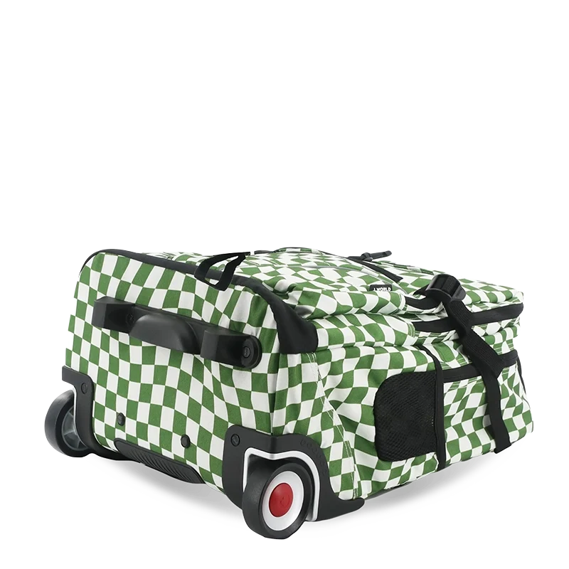 J World Lunar Multi-Purpose Laptop Rolling Backpack (19.5 Inch) in Matcha Checkers — angle view 3 # color_Matcha Checkers
