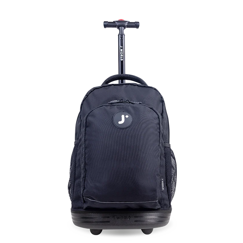 J World Sunny Rolling Backpack (17 Inch) in Black — front view # color_Black
