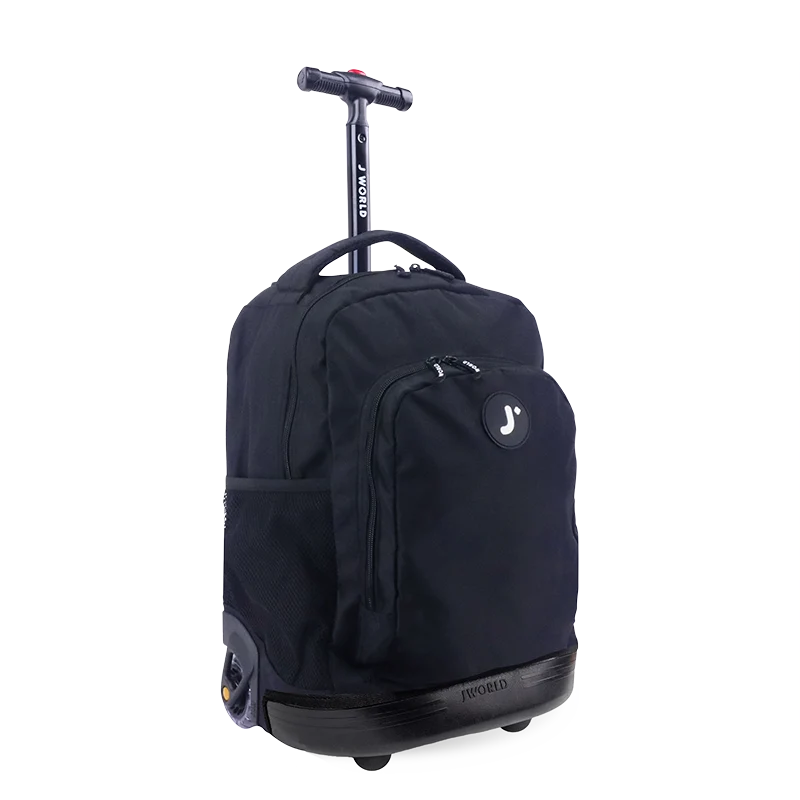 J World Sunny Rolling Backpack (17 Inch) in Black — angle view 2 # color_Black