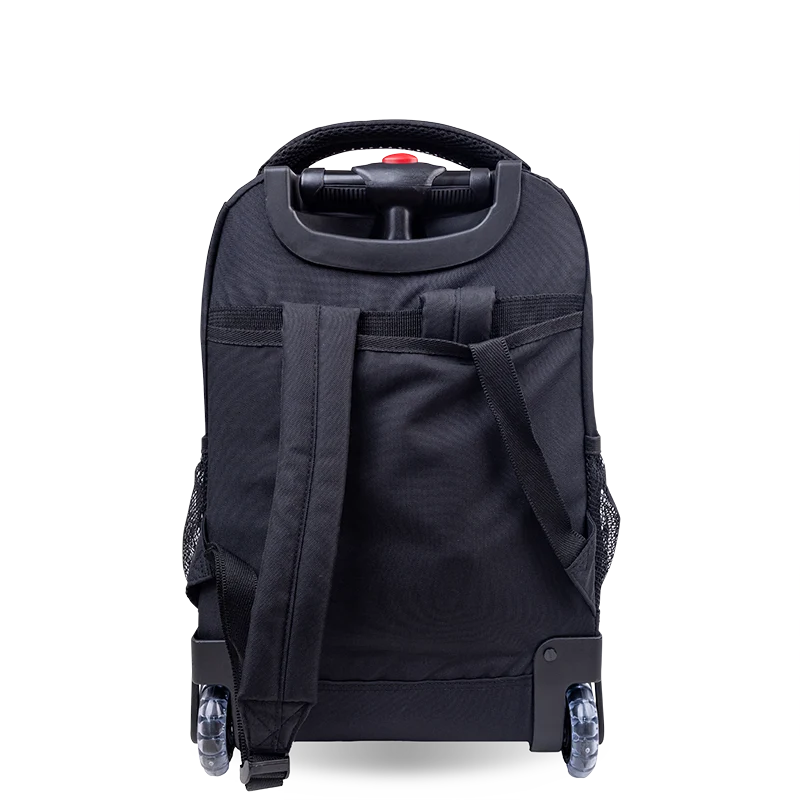 J World Sunny Rolling Backpack (17 Inch) in Black — back view # color_Black