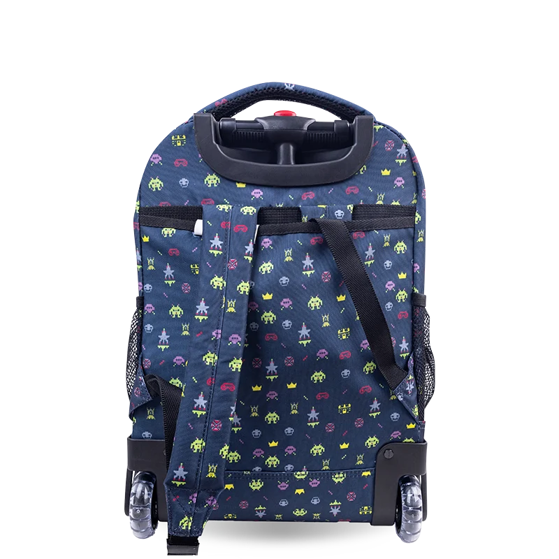 J World Sunny Rolling Backpack (17 Inch) in Game — back view # color_Game