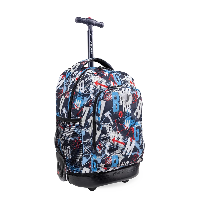 J World Sunny Rolling Backpack (17 Inch) in Graffiti — angle view 2 # color_Graffiti