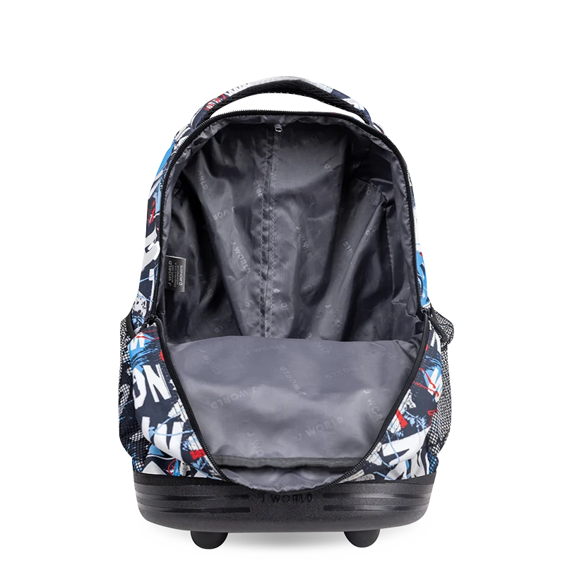 J World Sunny Rolling Backpack (17 Inch) in Graffiti — interior view # color_Graffiti