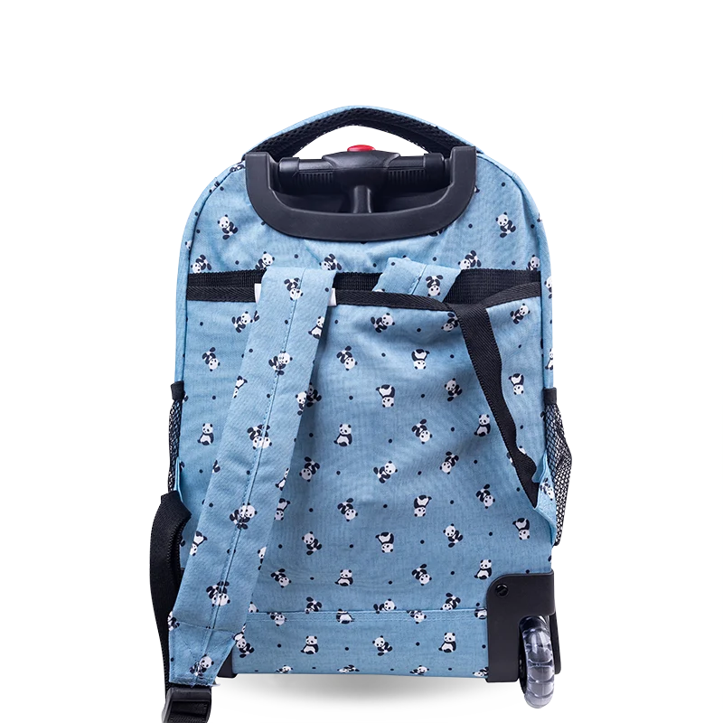 J World Sunny Rolling Backpack (17 Inch) in Panda — back view # color_Panda