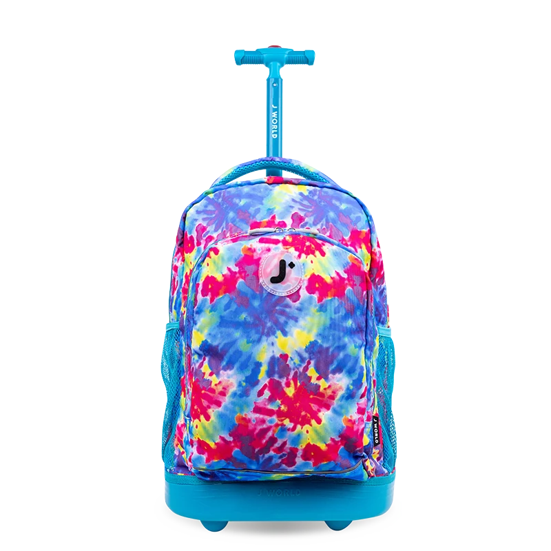 J World Sunny Rolling Backpack (17 Inch) in Tie Dye — front view # color_Tie Dye