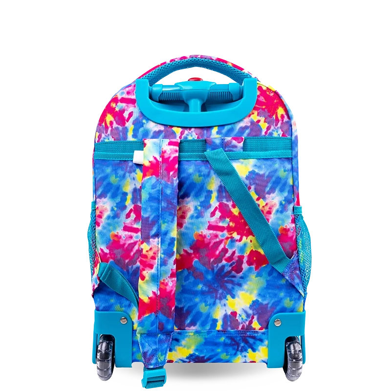 J World Sunny Rolling Backpack (17 Inch) in Tie Dye — back view # color_Tie Dye