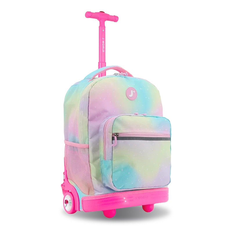 J World Sunrise Rolling Backpack (18 Inch) in Aurora — angle view 2 # color_Aurora