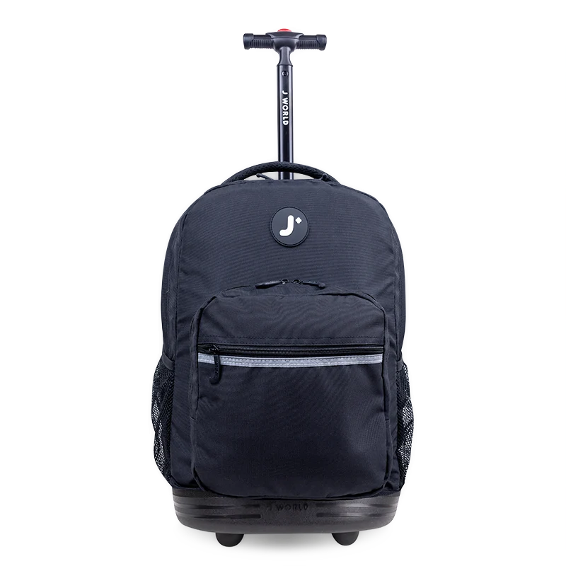 J World Sunrise Rolling Backpack (18 Inch) in Black — front view # color_Black