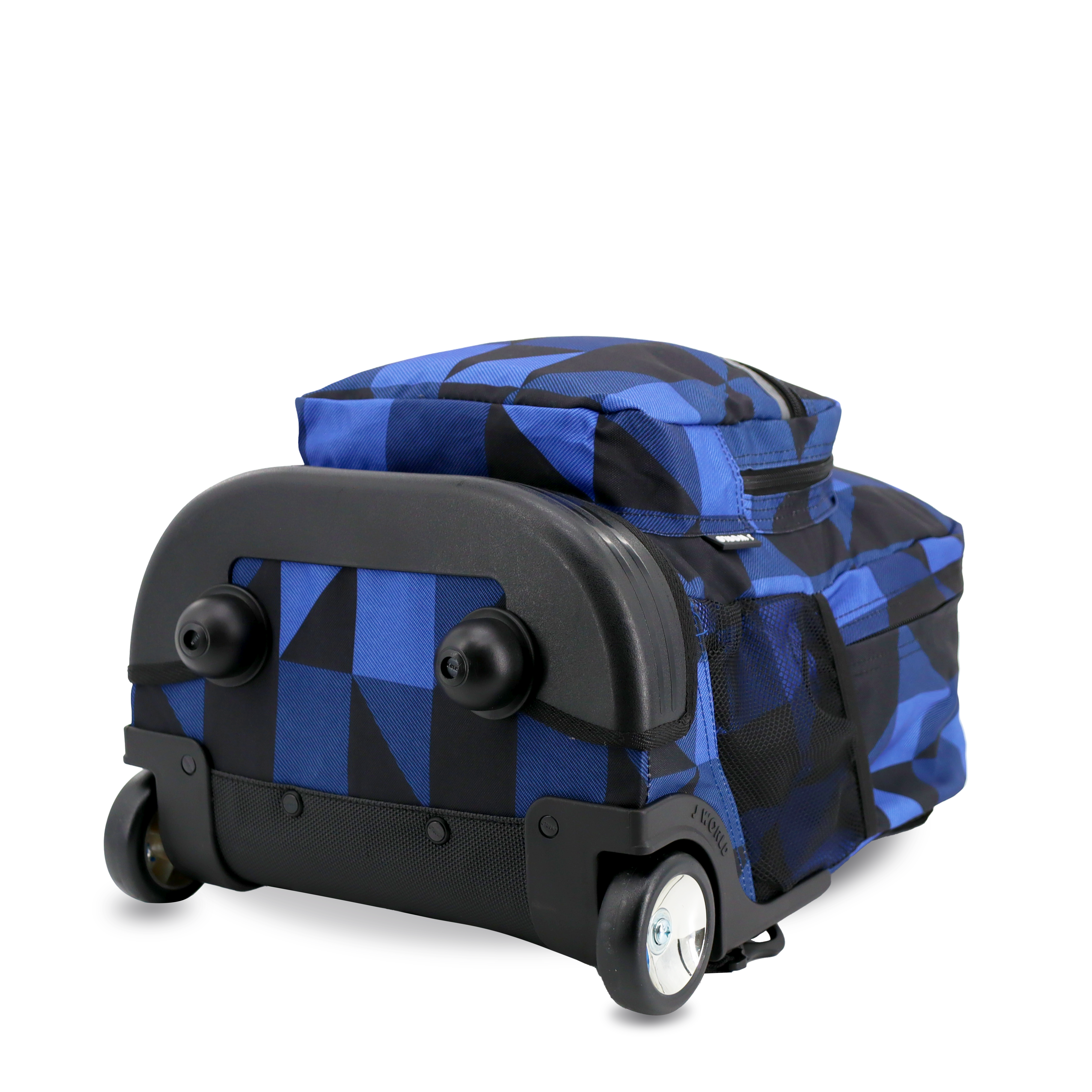 J World Sunrise Rolling Backpack (18 Inch) in Block Navy — angle view 3 # color_Block Navy