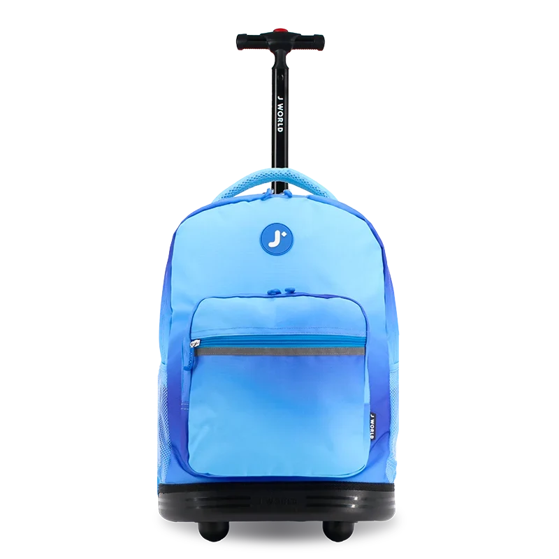 J World Sunrise Rolling Backpack (18 Inch) in Blue Gradient — front view # color_Blue Gradient