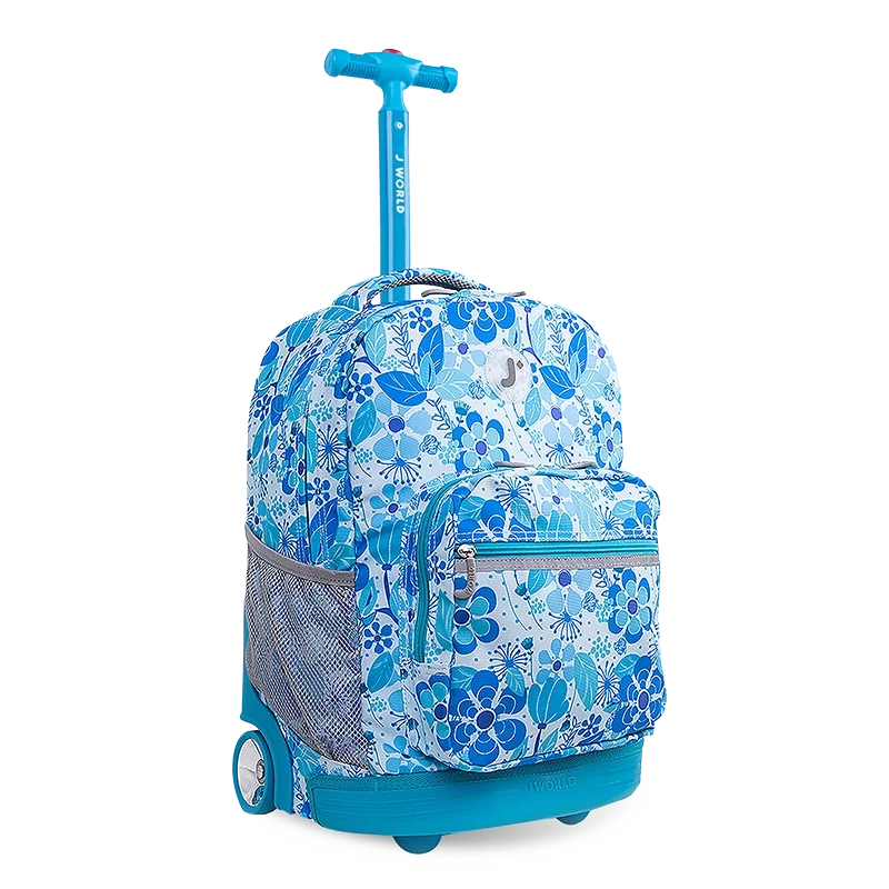 J World Sunrise Rolling Backpack (18 Inch) in Blue Vine — angle view 2 # color_Blue Vine