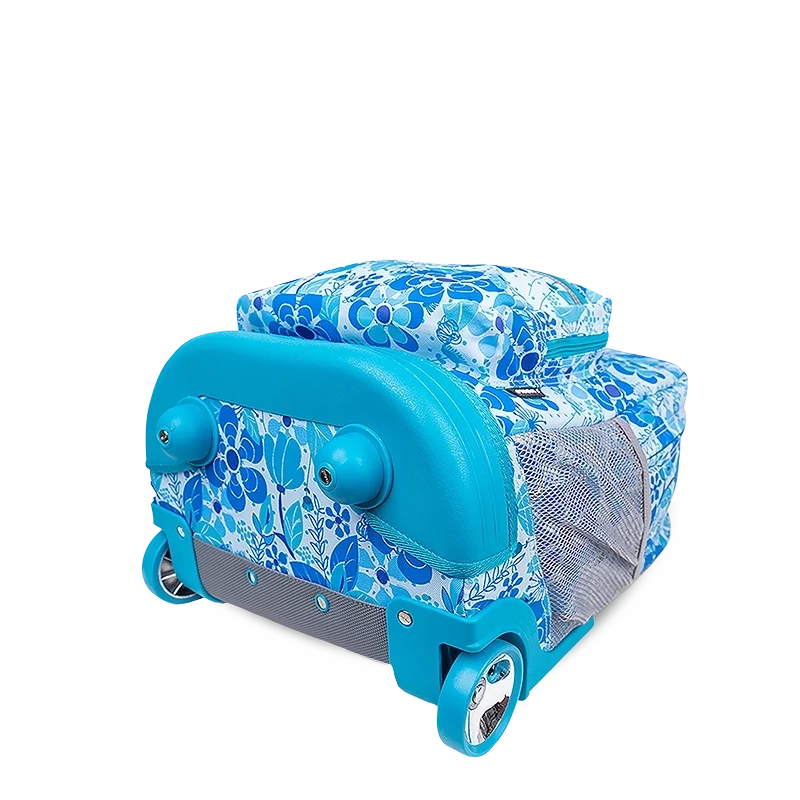 J World Sunrise Rolling Backpack (18 Inch) in Blue Vine — angle view 3 # color_Blue Vine