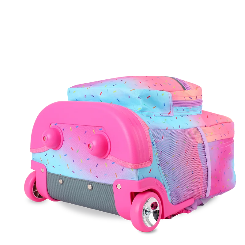 J World Sunrise Rolling Backpack (18 Inch) in Confetti — angle view 3 # color_Confetti