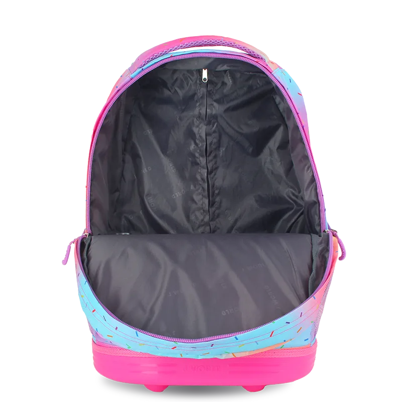 J World Sunrise Rolling Backpack (18 Inch) in Confetti — front view 2 # color_Confetti