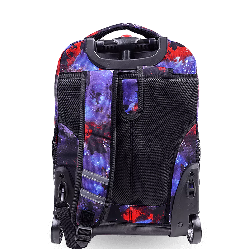 J World Sunrise Rolling Backpack (18 Inch) in Galaxy — back view # color_Galaxy