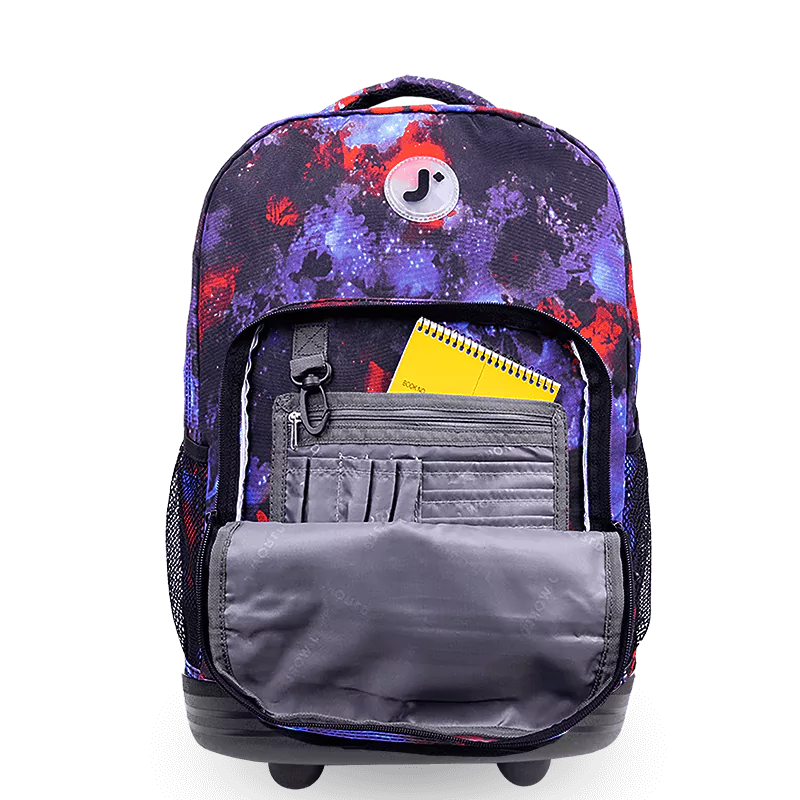 J World Sunrise Rolling Backpack (18 Inch) in Galaxy — detail view # color_Galaxy