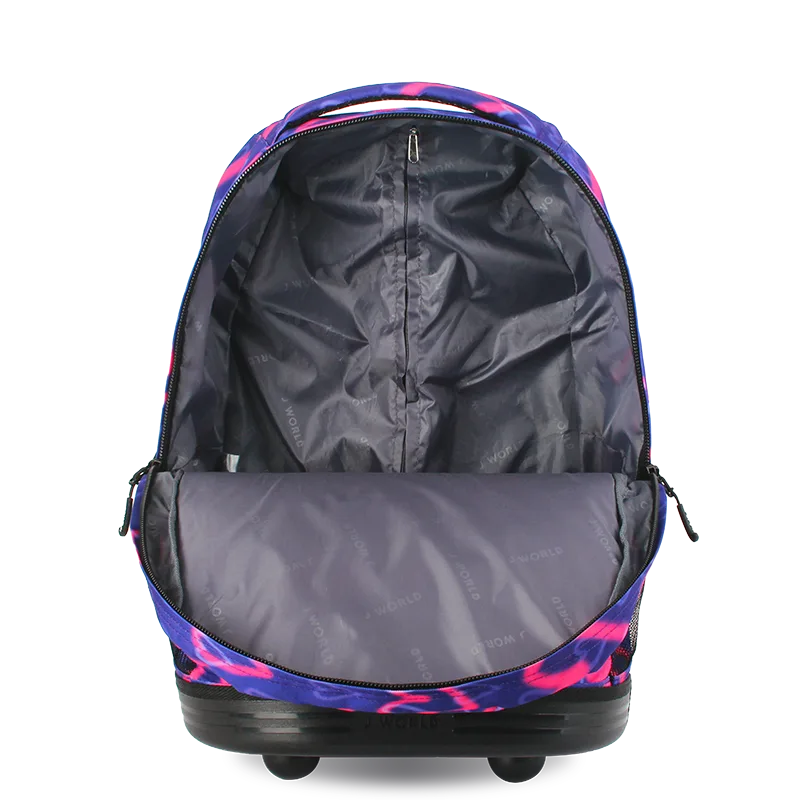 J World Sunrise Rolling Backpack (18 Inch) in Heart Spray — front view 2 # color_Heart Spray