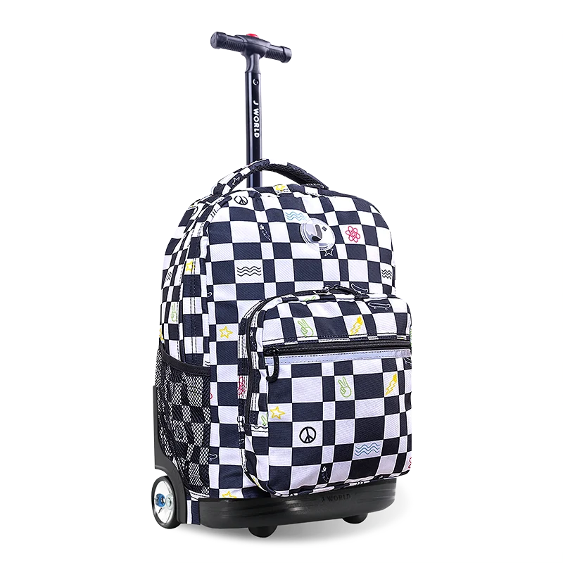 J World Sunrise Rolling Backpack (18 Inch) in Icon Checkers — angle view 2 # color_Icon Checkers