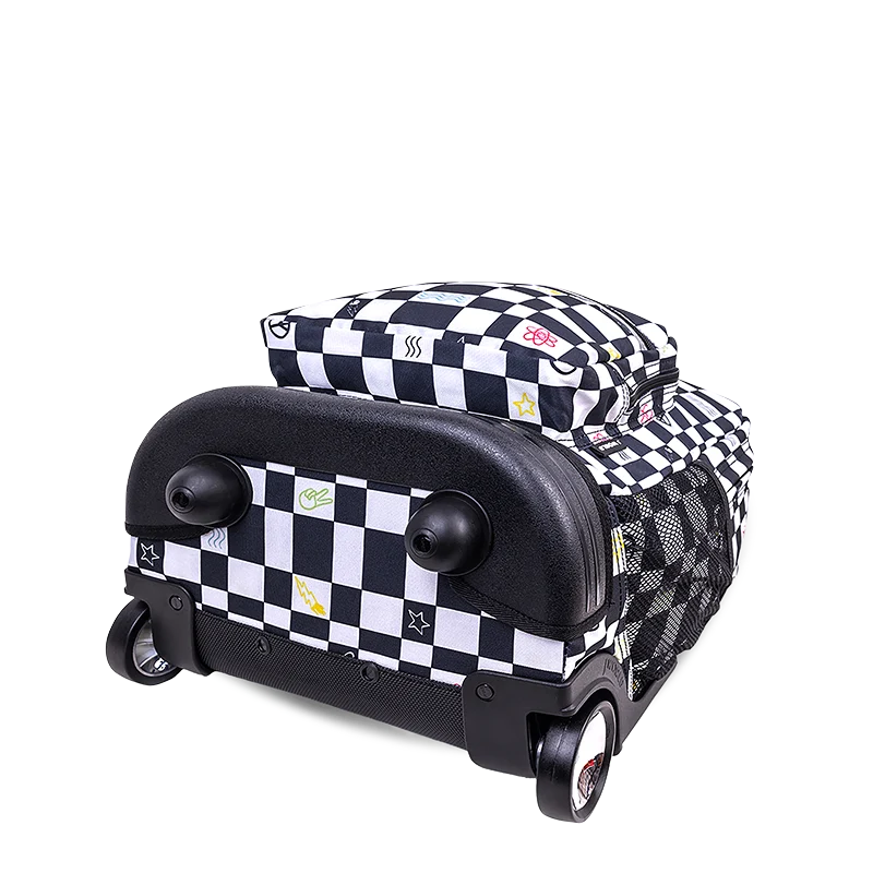 J World Sunrise Rolling Backpack (18 Inch) in Icon Checkers — angle view 3 # color_Icon Checkers