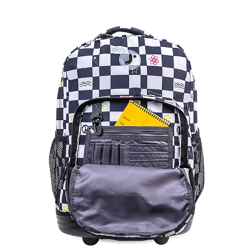 J World Sunrise Rolling Backpack (18 Inch) in Icon Checkers — detail view # color_Icon Checkers