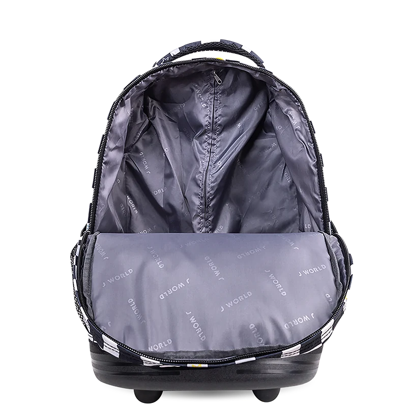 J World Sunrise Rolling Backpack (18 Inch) in Icon Checkers — interior view # color_Icon Checkers
