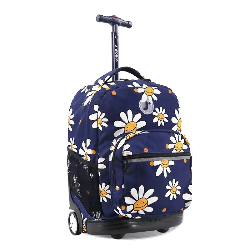 J World Sunrise Rolling Backpack (18 Inch) in Joy Daisy — angle view 2 # color_Joy Daisy