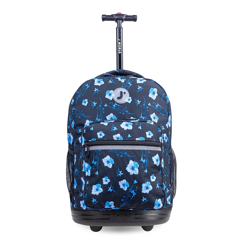 J World Sunrise Rolling Backpack (18 Inch) in Night Bloom — front view # color_Night Bloom