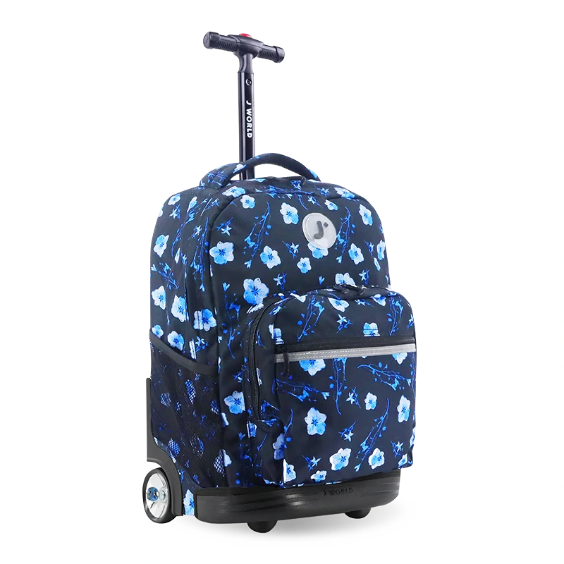 J World Sunrise Rolling Backpack (18 Inch) in Night Bloom — angle view 2 # color_Night Bloom
