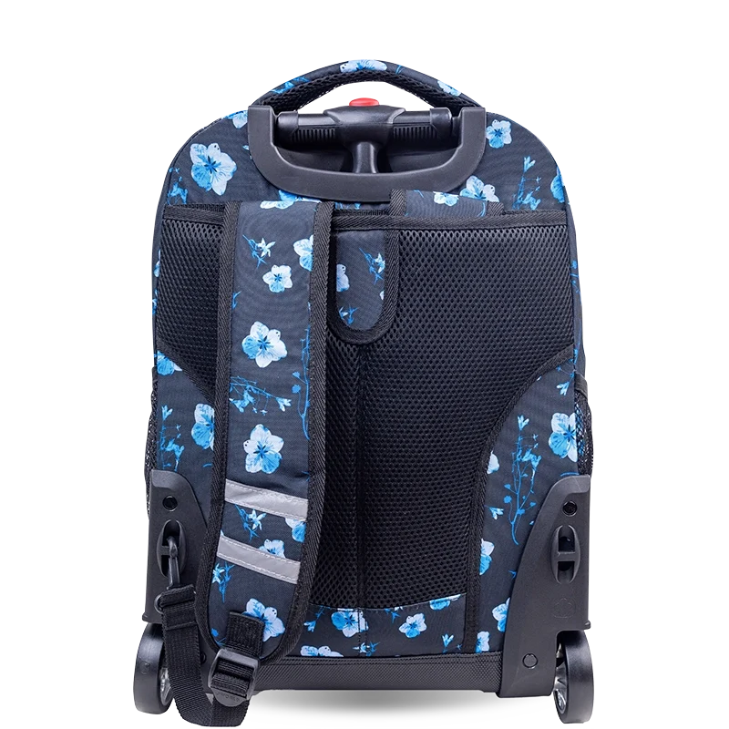 J World Sunrise Rolling Backpack (18 Inch) in Night Bloom — back view # color_Night Bloom