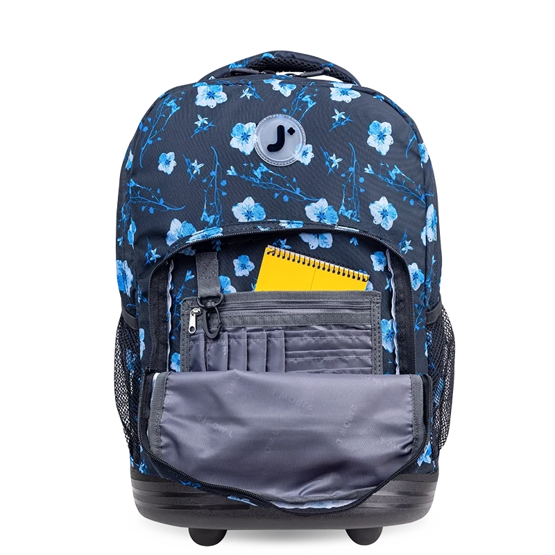 J World Sunrise Rolling Backpack (18 Inch) in Night Bloom — detail view # color_Night Bloom