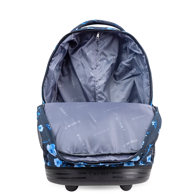 J World Sunrise Rolling Backpack (18 Inch) in Night Bloom — interior view # color_Night Bloom