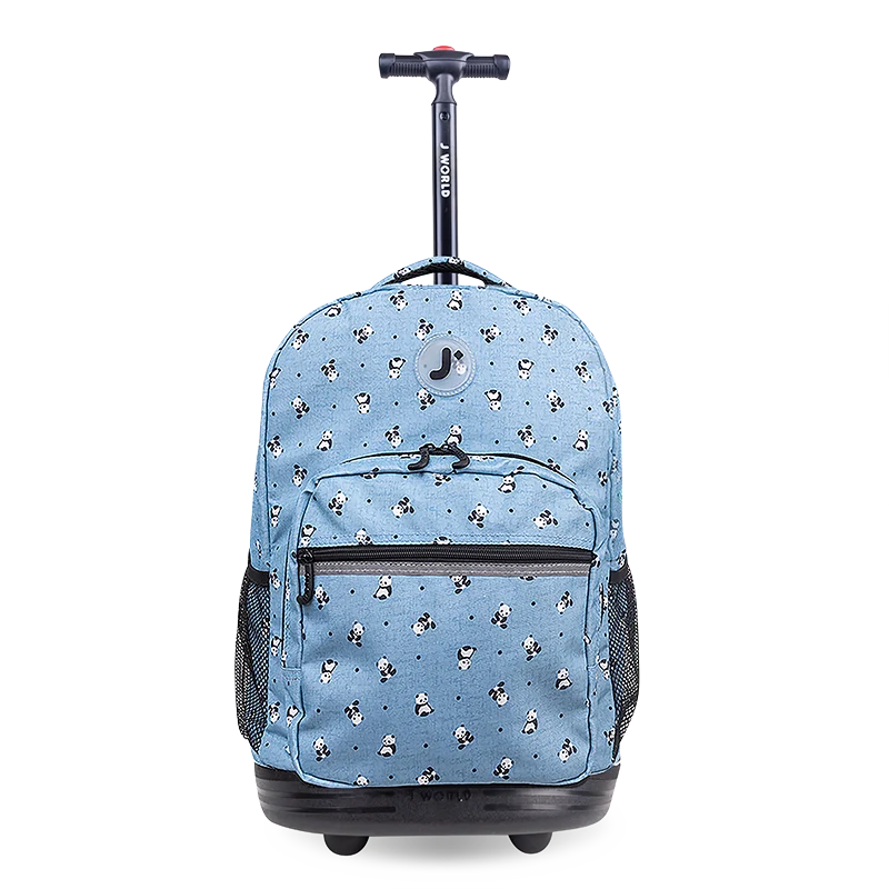 J World Sunrise Rolling Backpack (18 Inch) in Panda — front view # color_Panda