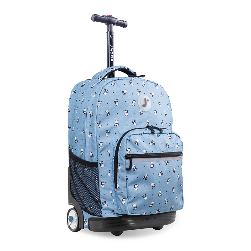 J World Sunrise Rolling Backpack (18 Inch) in Panda — angle view 2 # color_Panda