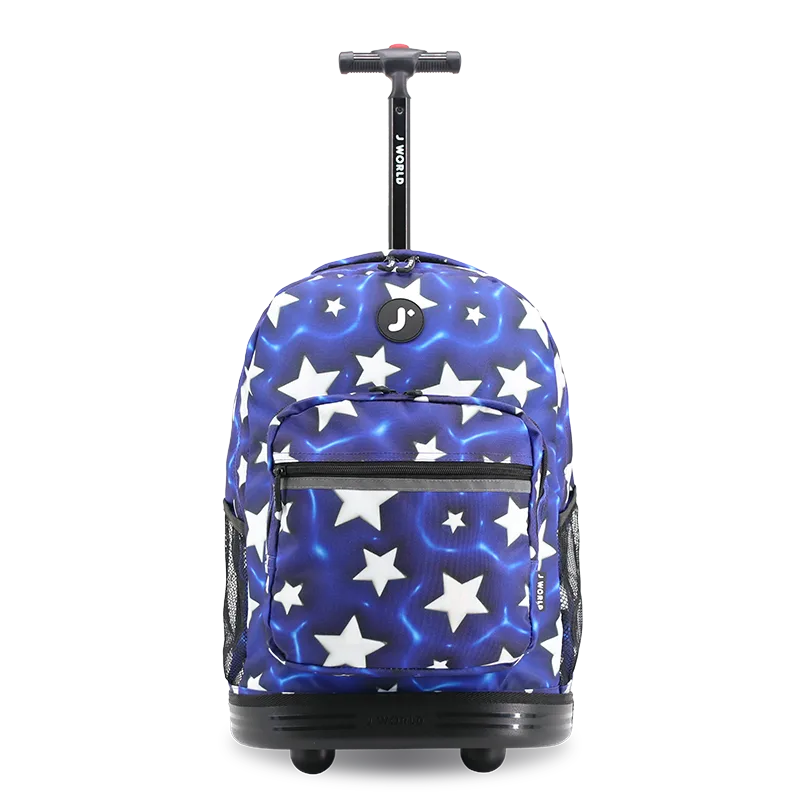 J World Sunrise Rolling Backpack (18 Inch) in Puffy Star — front view # color_Puffy Star