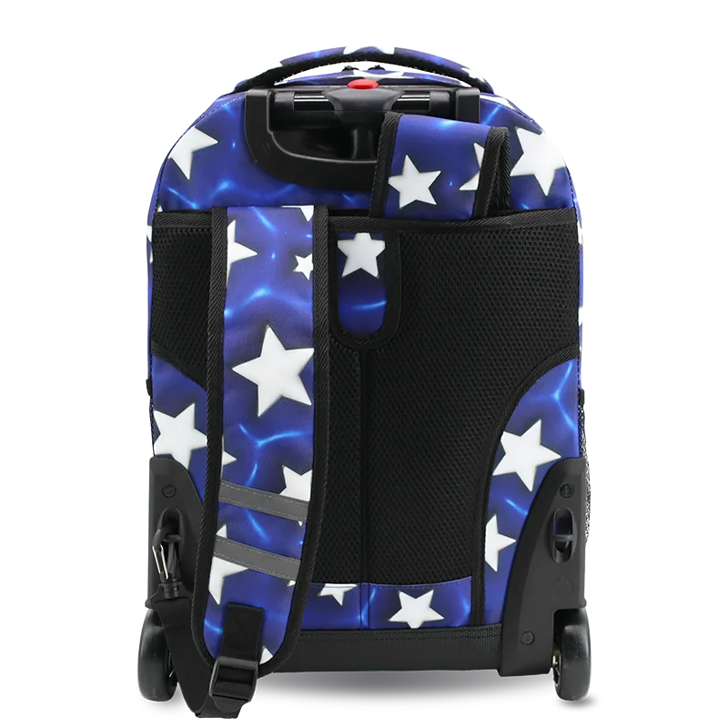 J World Sunrise Rolling Backpack (18 Inch) in Puffy Star — back view # color_Puffy Star