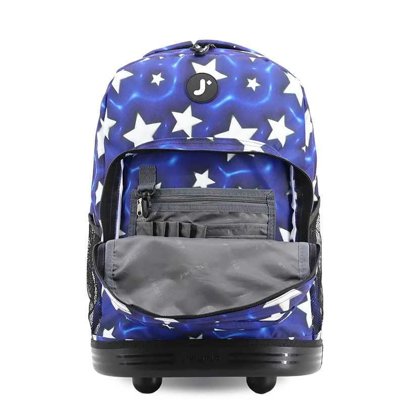 J World Sunrise Rolling Backpack (18 Inch) in Puffy Star — detail view # color_Puffy Star