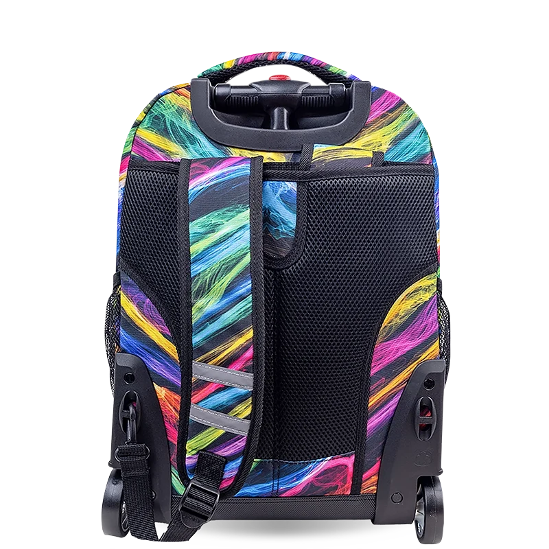 J World Sunrise Rolling Backpack (18 Inch) in Quantum — back view # color_Quantum