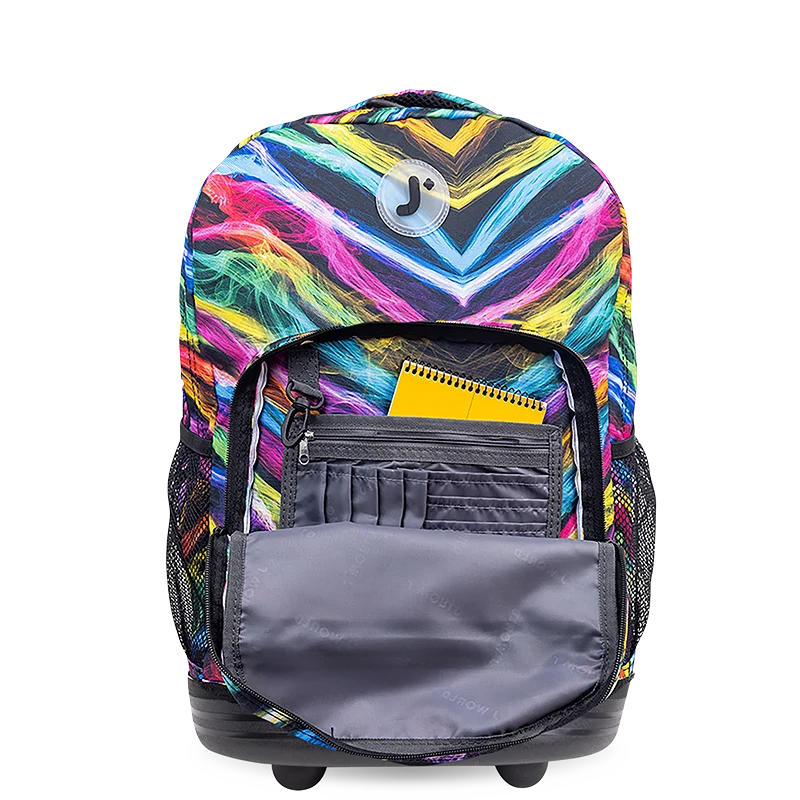 J World Sunrise Rolling Backpack (18 Inch) in Quantum — detail view # color_Quantum
