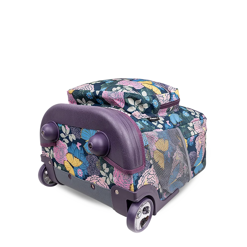 J World Sunrise Rolling Backpack (18 Inch) in Secret Garden — angle view 3 # color_Secret Garden