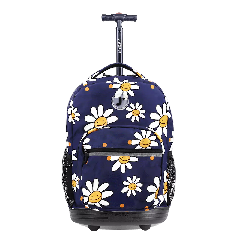 J World Sunrise Rolling Backpack (18 Inch) in Joy Daisy — front view # color_Joy Daisy