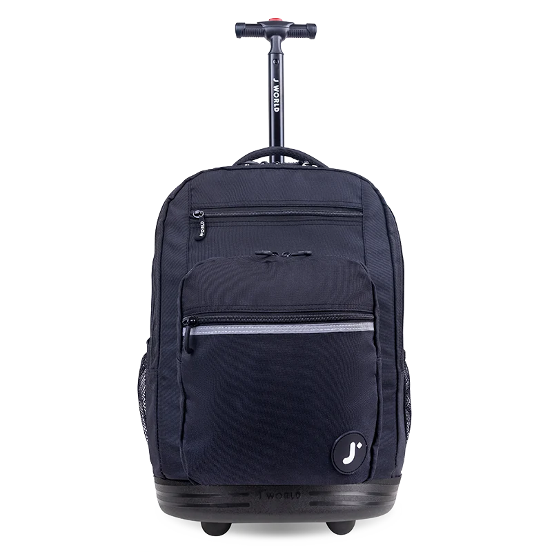 J World Sundance Laptop Rolling Backpack (20 Inch) in Black — front view # color_Black
