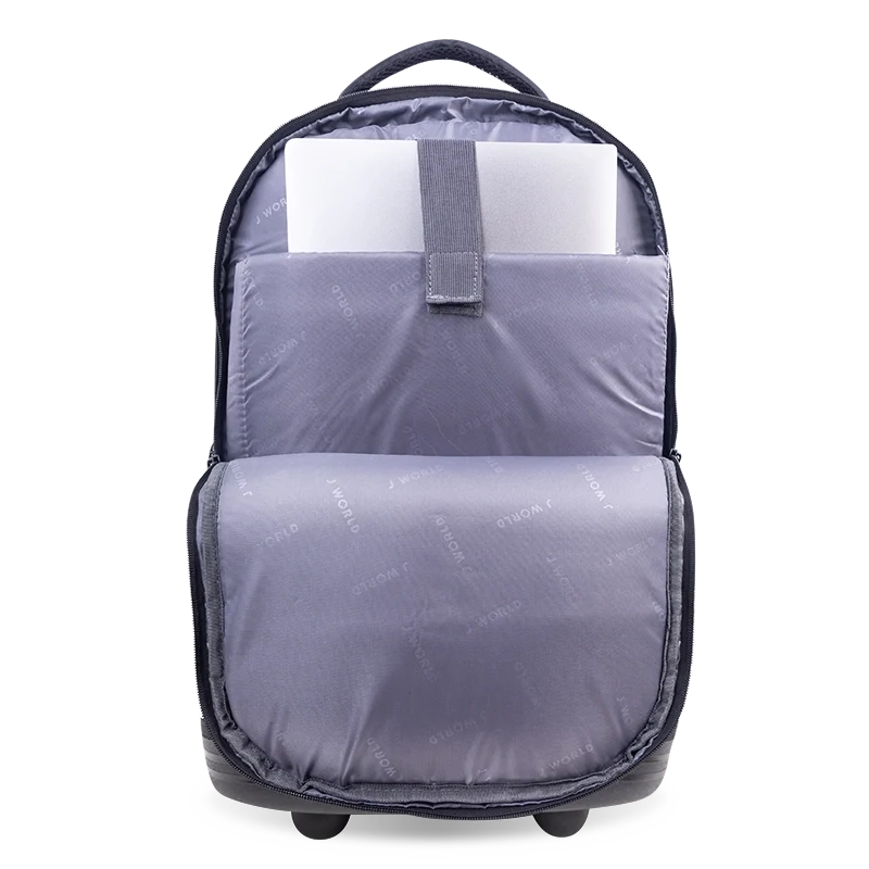 J World Sundance Laptop Rolling Backpack (20 Inch) in Black — interior view # color_Black