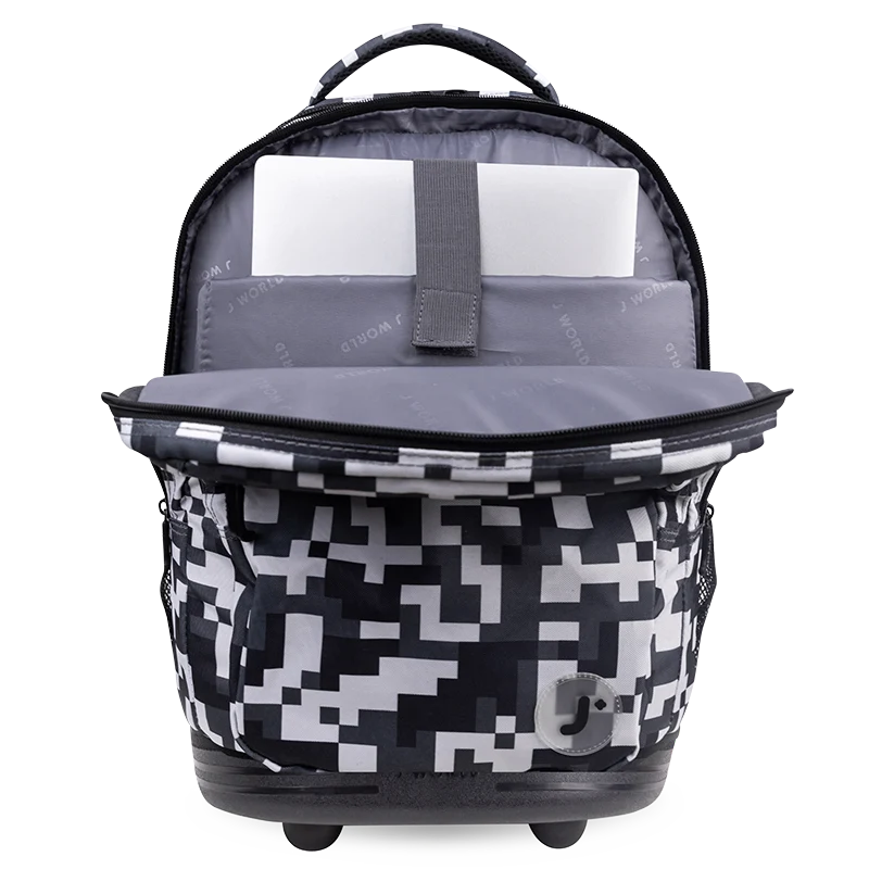 J World Sundance Laptop Rolling Backpack (20 Inch) in Camo — interior view # color_Camo