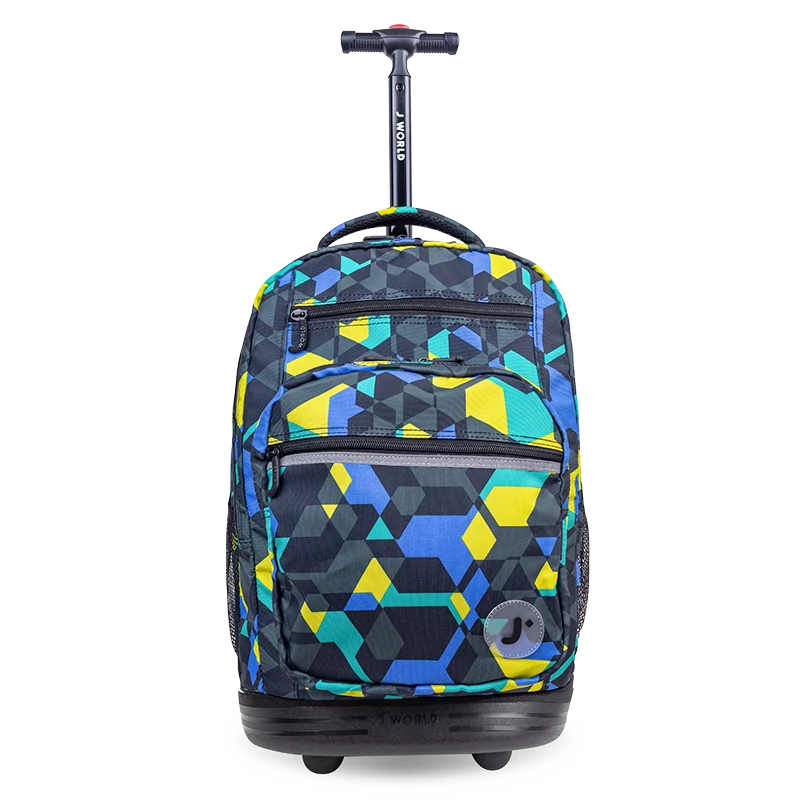 J World Sundance Laptop Rolling Backpack (20 Inch) in Cubes — front view # color_Cubes
