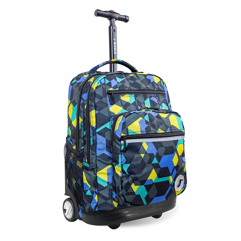 J World Sundance Laptop Rolling Backpack (20 Inch) in Cubes — angle view 2 # color_Cubes